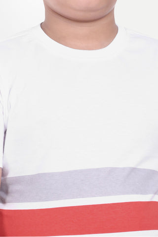 Boys Stylish Multi-Color Striped Round Neck T-shirt - 100% Cotton, Soft & Comfortable