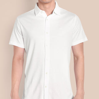 Men White Semi Casual Shirt