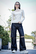 Women's Keyhole Neckline Full Sleeve Top