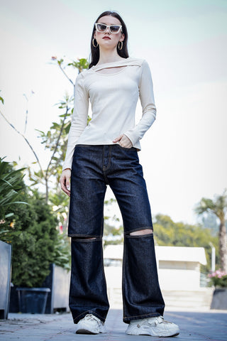 Women's Keyhole Neckline Full Sleeve Top