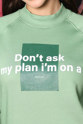 ONE SKY Women's Printed & Typographic High Neck Tracksuit | Cotton Blend Long Sleeve Top & Mid-Rise Slip-On Flat Front Pants | 6 Pockets