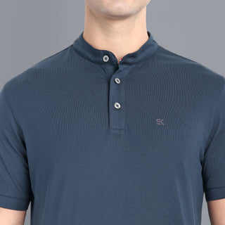 MENS SOLID NAVY PURE COTTON POLO TSHIRT