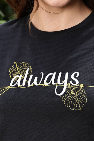 WOMEN ROUND NECK BLACK FULL SLV  CO-ORD SET