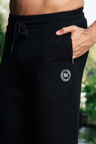 ONE SKY Men’s 100% Cotton Track Pants | Mid Rise Casual Joggers with Drawstring | 3 Pockets | Solid Color | Machine Wash