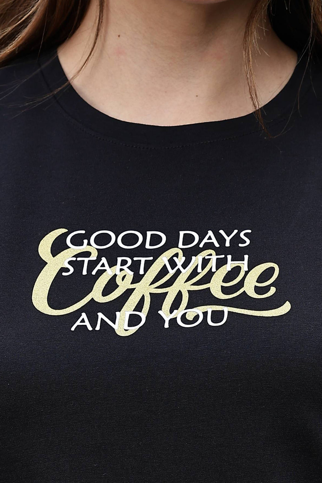 WOMEN ROUND NECK BLACK T SHIRT