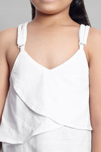 Girls Cotton White Flared Camisole