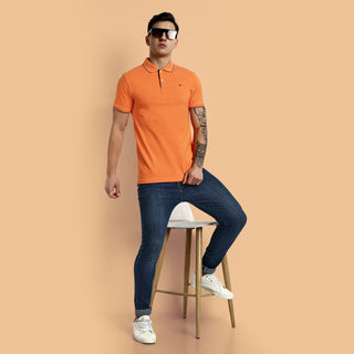 Men Bright Orange Polo T-Shirt