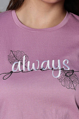 WOMEN ROUND NECK PURPLE FULL SLV  CO-ORD SET