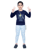 GIRLS SCUBA BLUE FLORAL PRINT LEGGING