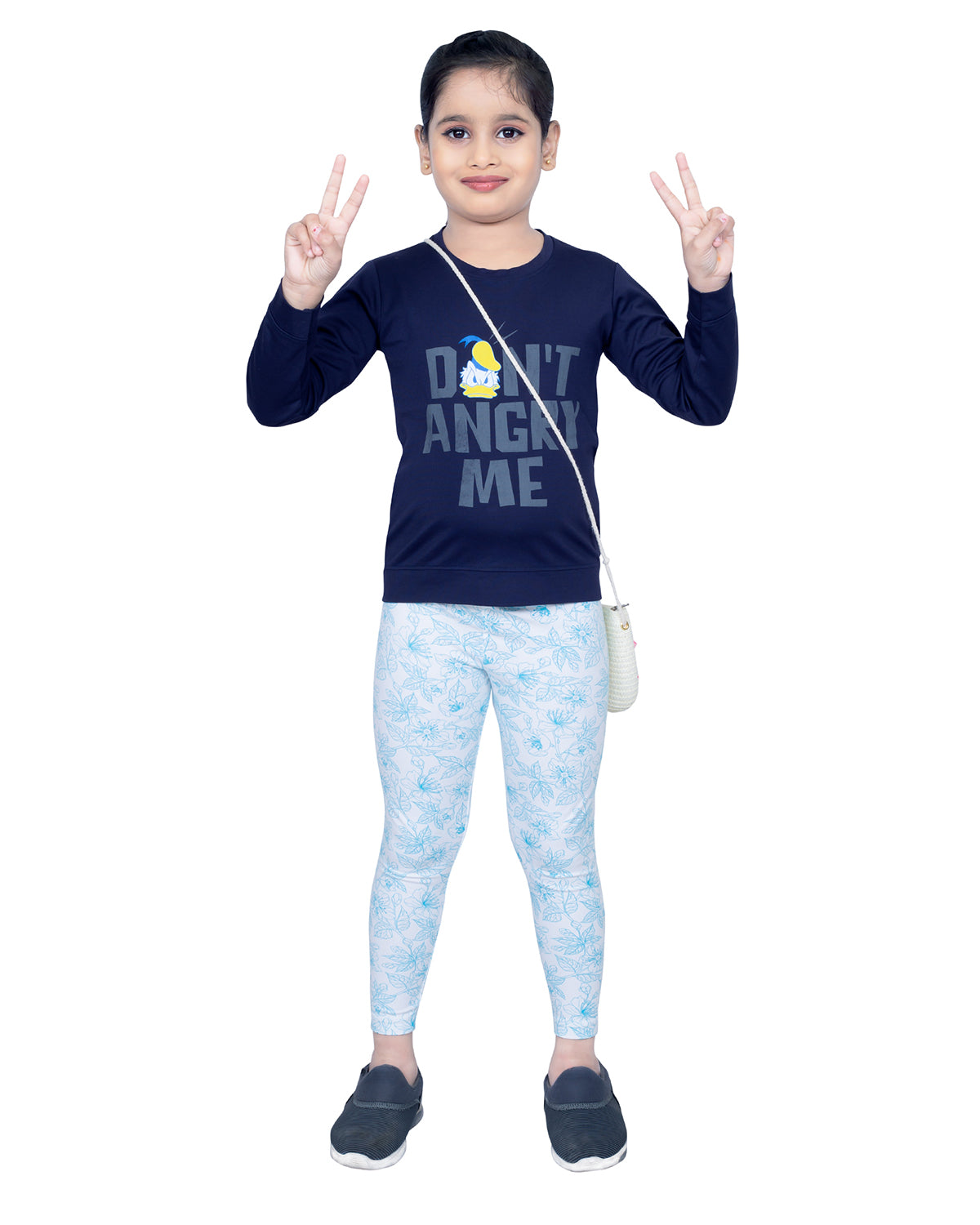 GIRLS SCUBA BLUE FLORAL PRINT LEGGING