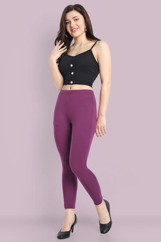 WOMENS DARK VIOLET ANKLE LENGTH POCKET LEGGING