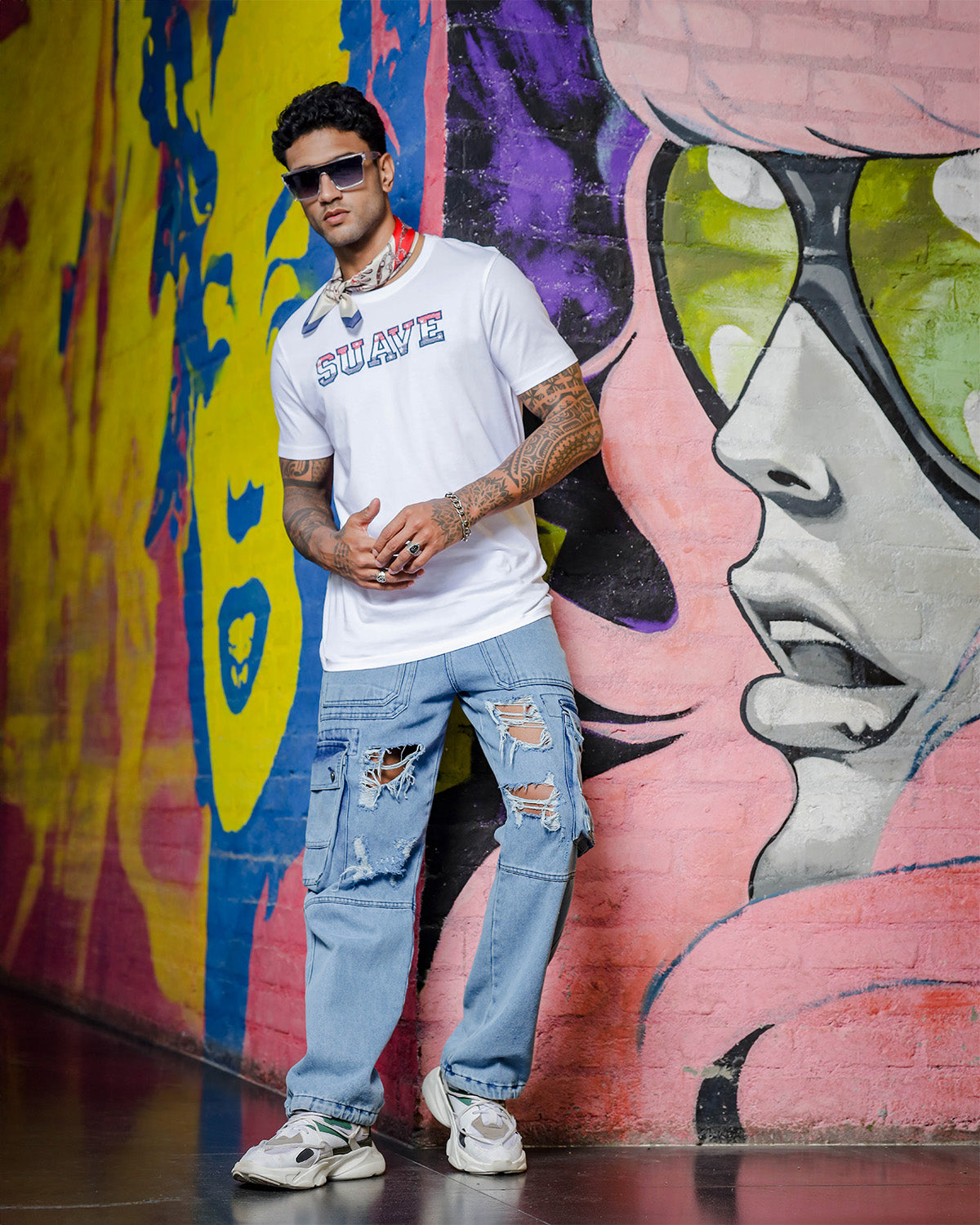 Men's White Color "Suave" Embroidered Pure Cotton Tshirt