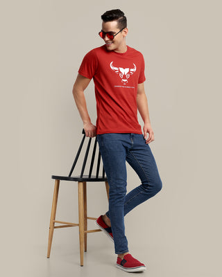 Men Classic Red Round Neck T-Shirt