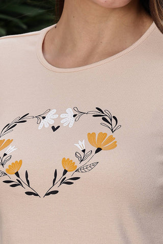 WOMEN ROUND NECK CREAM FULL SLV  CO-ORD SET