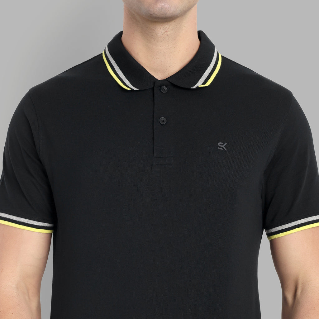 Men Black Polo T-Shirt