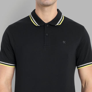 Men Black Polo T-Shirt