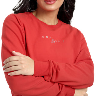 Women Classic Red Pure Cotton Sweatshirt