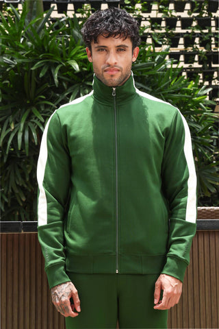 Men’s Solid Tracksuit Set | Mock Collar Zip-Up Jacket & Slip-On Joggers | Cotton Blend | Mid-Rise Flat Front | 4 Pockets | Long Sleeves | Casual Athleisure Wear