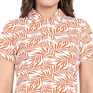 Women Clay Floral Polo T-Shirt