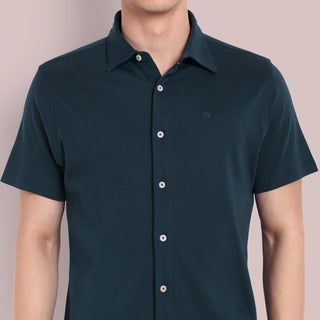 Men Navy Semi Casual Shirt
