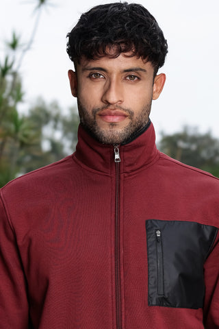 Men’s Solid Tracksuit Set | Mock Collar Zip-Up Jacket with 3 Pockets & Slip-On Joggers | Cotton Blend | Mid-Rise Flat Front | Long Sleeves | Casual Athleisure Wear