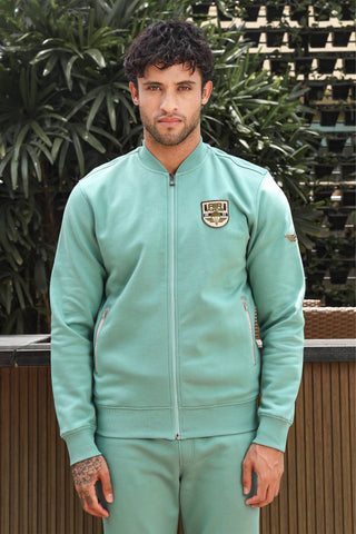 Men’s Solid Tracksuit Set | Stand Collar Zip-Up Jacket & Slip-On Joggers | Cotton Blend | Mid-Rise Flat Front | 4 Pockets | Long Sleeves | Casual Athleisure Sportswear