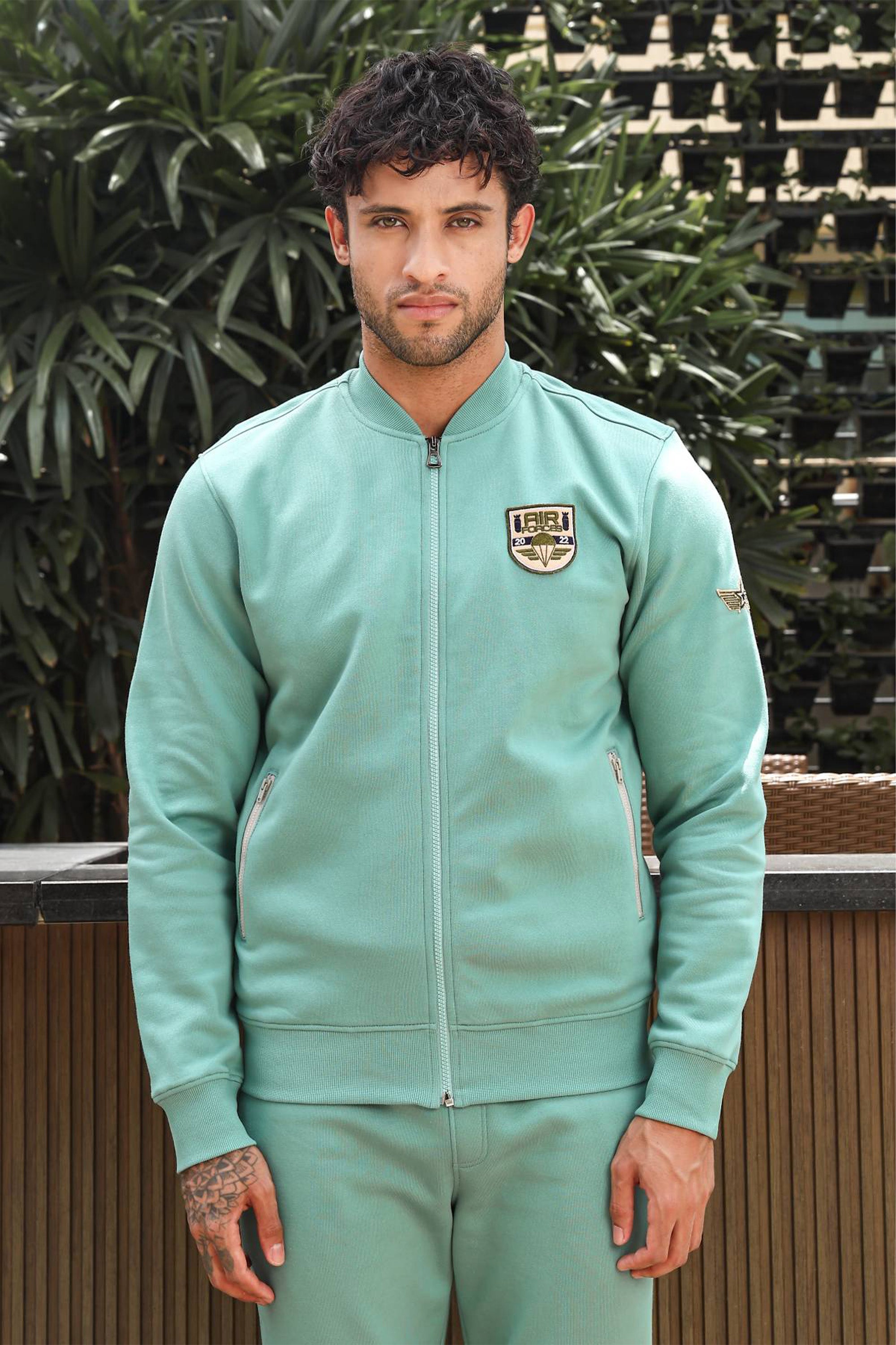 Men’s Solid Tracksuit Set | Stand Collar Zip-Up Jacket & Slip-On Joggers | Cotton Blend | Mid-Rise Flat Front | 4 Pockets | Long Sleeves | Casual Athleisure Sportswear