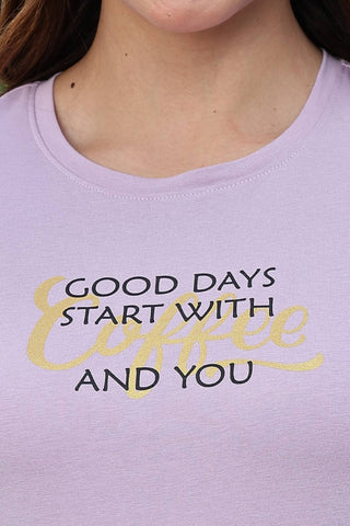 WOMEN ROUND NECK LAVENDER T SHIRT