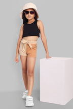 Girls Beige Casual Shorts