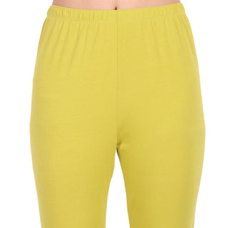 Women Dull Lemon Breathable Long Length Legging