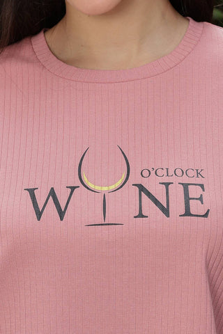 WOMEN ROUND NECK BROWN HALF SLV  CO-ORD SET