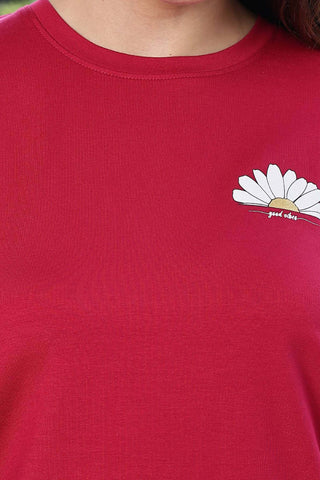 WOMEN ROUND NECK RED FULL SLV  CO-ORD SET