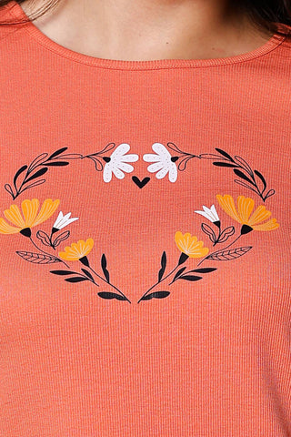 WOMEN ROUND NECK ORANGE FULL SLV  CO-ORD SET