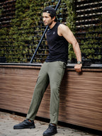 Mens Solid Olive Track Pants