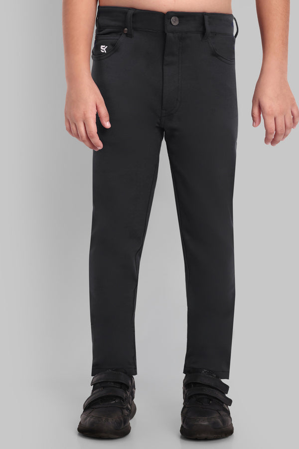 BOYS REGULAR FIT BLACK CAUSAL PANT