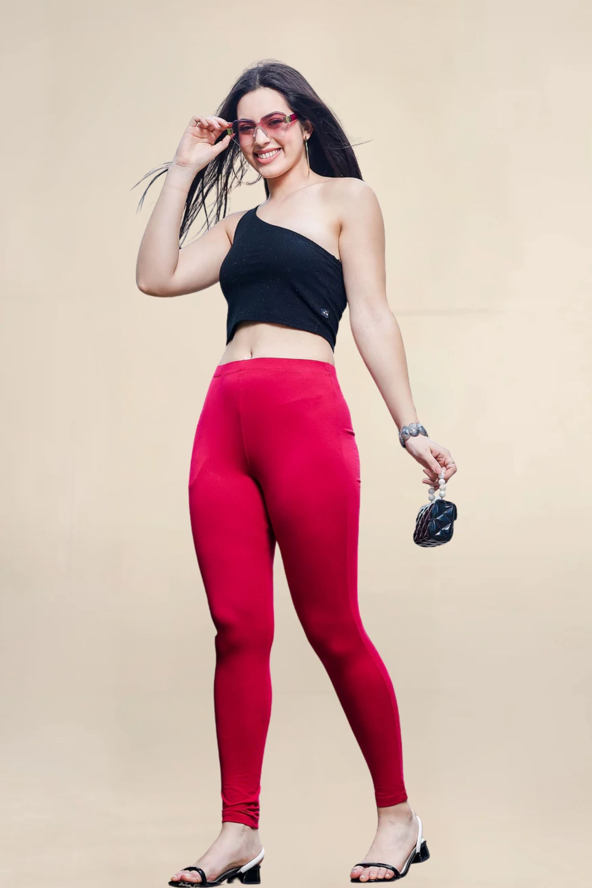 ONE SKY WOMEN DARK CERISE SOLID LEGGINGS