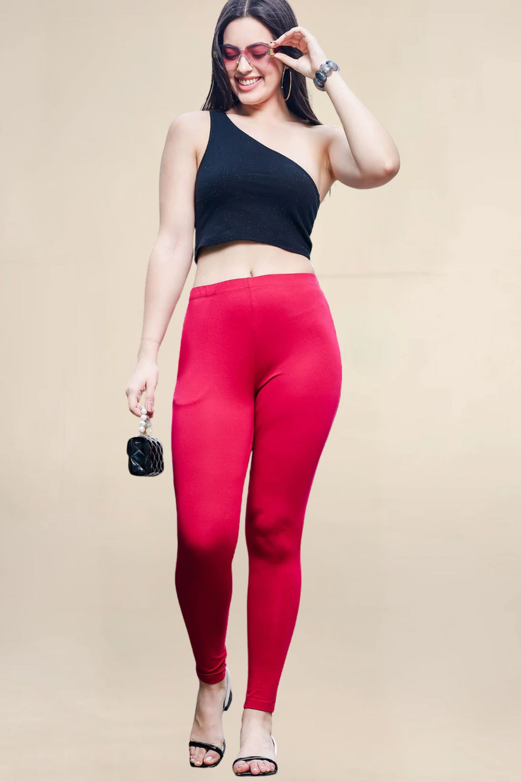 ONE SKY WOMEN DARK CERISE SOLID LEGGINGS