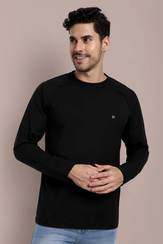 Men Black Round Neck T-Shirt