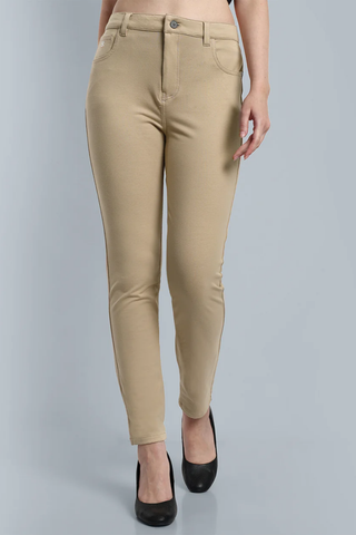 Women Beige Regular Fit Casual Pant