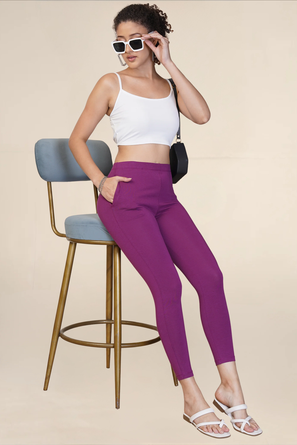 WOMENS VIOLET ANKLE LENGTH POCKET LEGGING