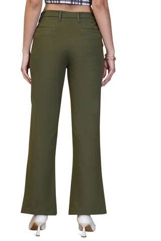 WOMEN MILITARY OLIVE REGULAR FIT CASUAL PANT