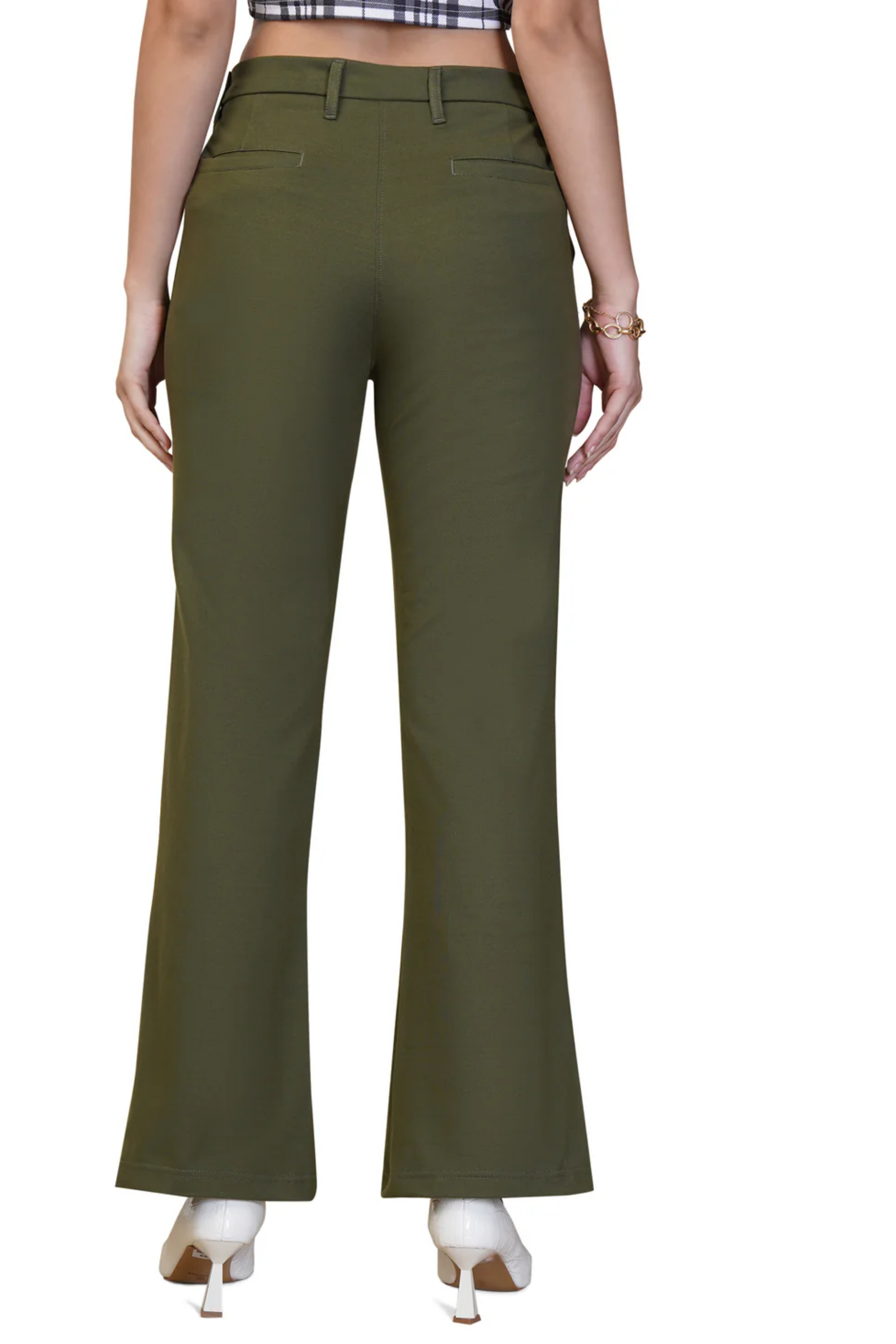 WOMEN MILITARY OLIVE REGULAR FIT CASUAL PANT