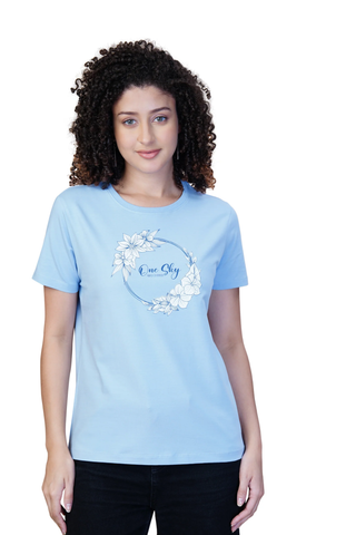 Women Fresh Sky Round Neck T-Shirt