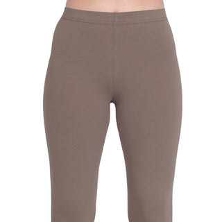 Women Mid Brown Breathable Long Length Legging