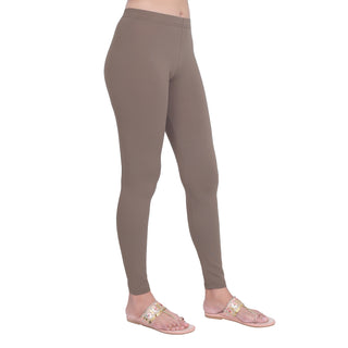 Women Mid Brown Breathable Long Length Legging