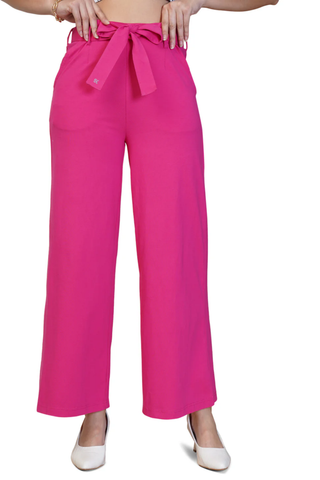 Womens High Waist Straight Fit Trouser Fuchsia