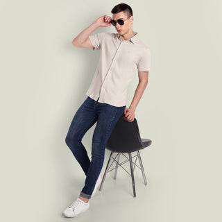 Men Beige Semi Casual Shirt