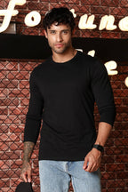 Men’s 100% Cotton Solid Full Sleeve T-Shirt | Round Neck Long Sleeve Casual Tee | Soft Breathable Fabric | Machine Washable