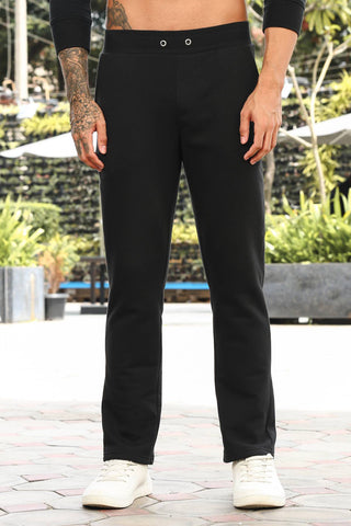 Men’s Typography Printed Tracksuit Set | Round Neck Long Sleeve Top & Drawstring Joggers | Cotton Blend | Mid-Rise Flat Front | 4 Pockets | Casual Athleisure Wear