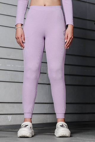 WOMEN ROUND NECK PURPLE FULL SLV  CO-ORD SET